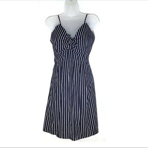 Blue Pinstripe Summer Dress Spring Dress Adjustable tie at chest. Size XL